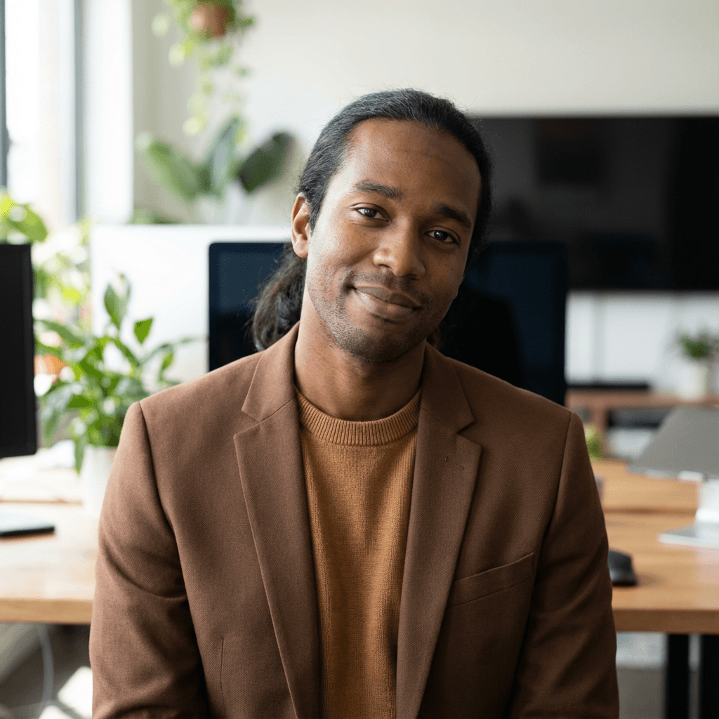 Portrait eines männlichen Unternehmers in modernem Büro